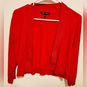 Cable and Gauge Crop Cardigan Red sz Medium